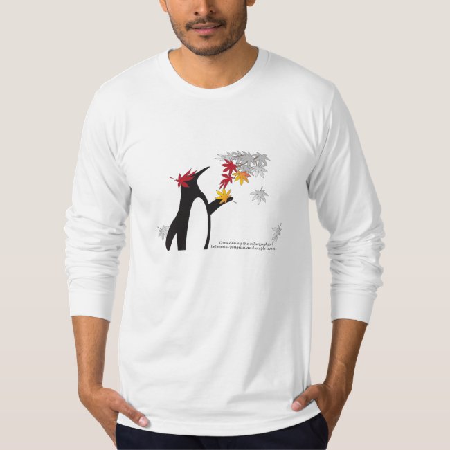 Penguin and Autumn Leaves Quote Fall Season Funny