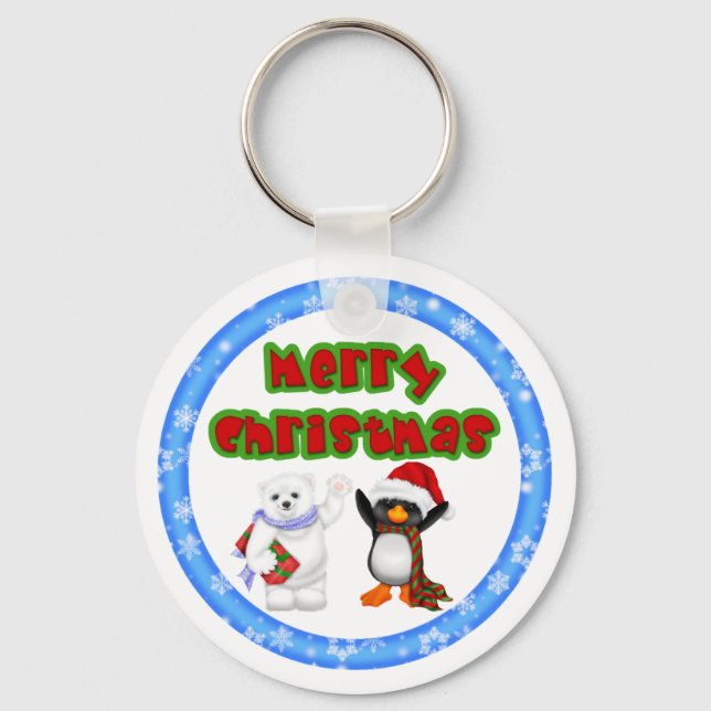 Penguin and Bears Christmas Wish Keychain (Front)
