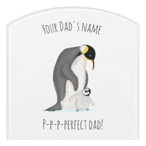 Penguin and chick perfect dad door sign