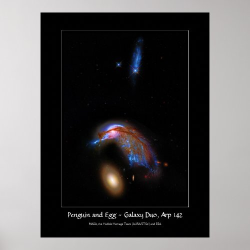 Penguin and Egg _ Interacting Galaxy Duo Arp 142 Poster