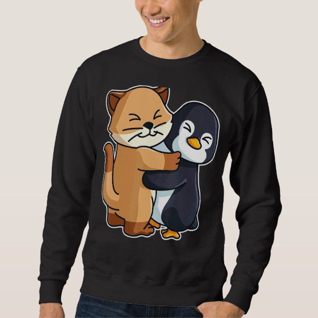 Penguin And Kitten Cute Animals For Women Animal H Sweatshirt (Front)
