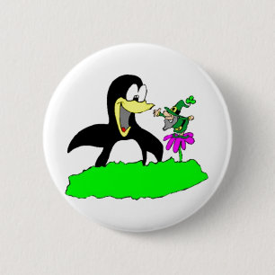 Penguin and Leprechaun Button