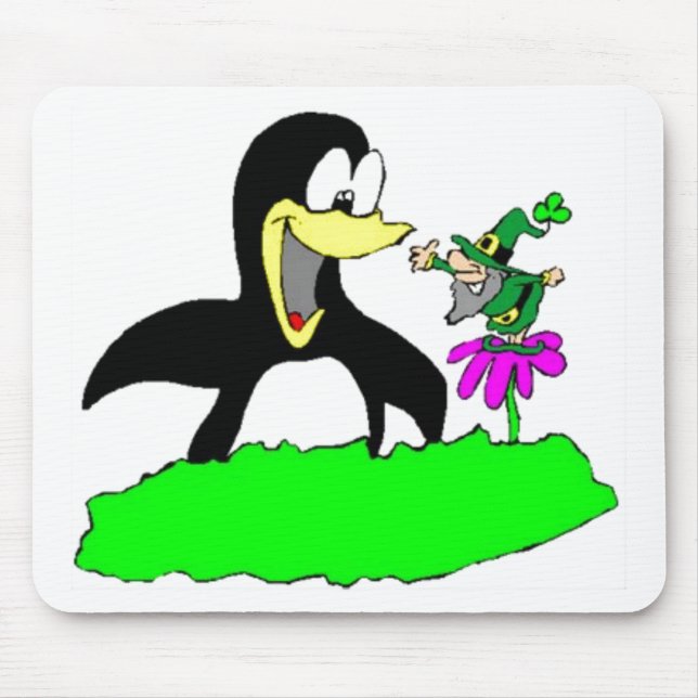 Penguin and Leprechaun Mouse Pad (Front)