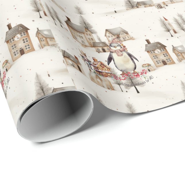 Penguin and Nutcracker Village Wrapping Paper (Roll Corner)