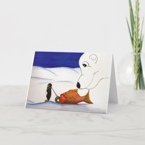 penguin and polar bear holiday card