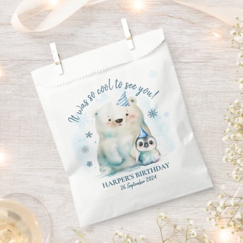 Penguin and Polar Bear Winter Birthday Favor Bag