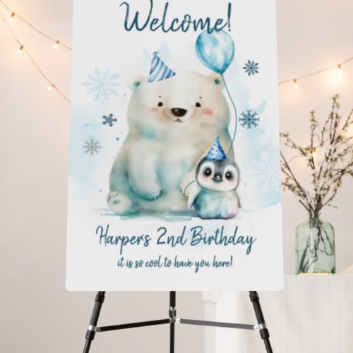 Penguin and Polar Bear Winter Birthday Foam Board