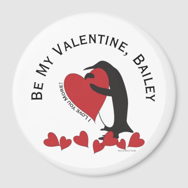 Penguin and Red Heart Be My Valentine