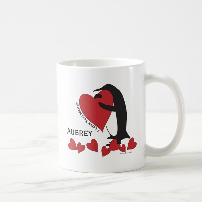 Penguin and Red Hearts