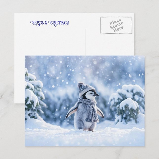 Penguin and Scarf Hat Cute Christmas Holiday (Front/Back)