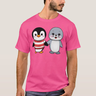 Penguin and Seal Friends retro T-Shirt