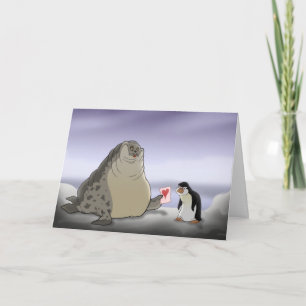Penguin and Seal Valentine's Day Card