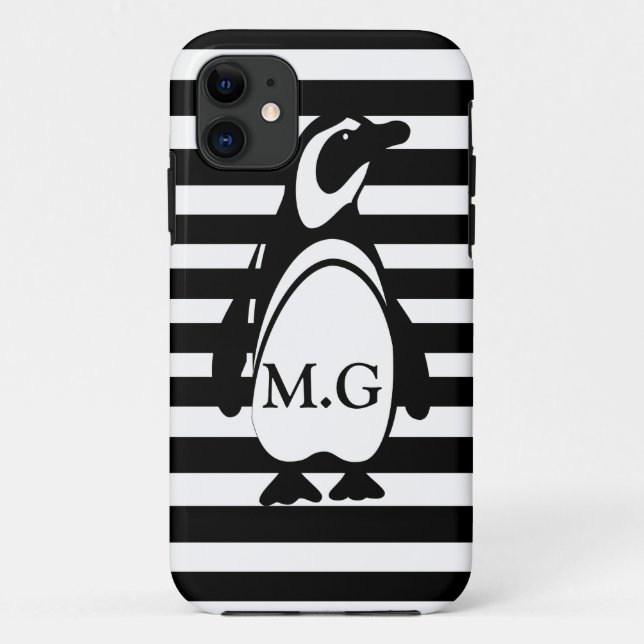 Penguin and Stripes Case-Mate iPhone Case (Back)