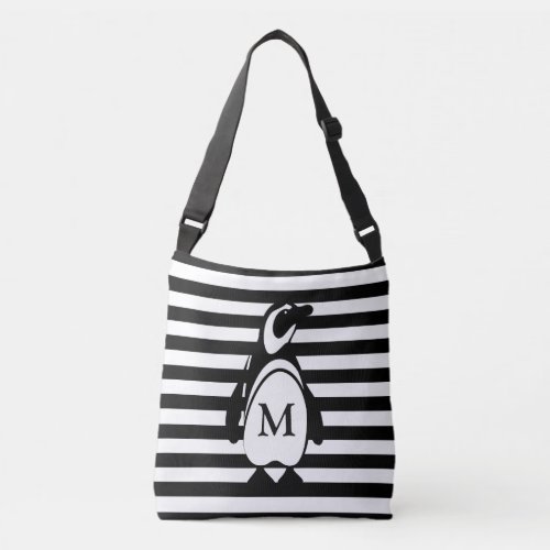 Penguin and Stripes Crossbody Bag