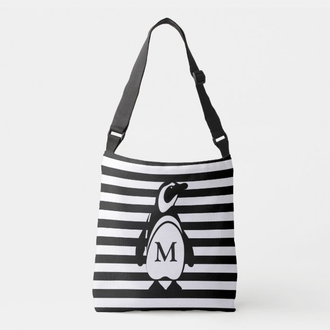 Penguin and Stripes Crossbody Bag (Front)