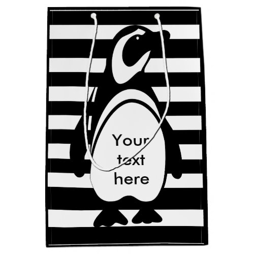 Penguin and Stripes Medium Gift Bag