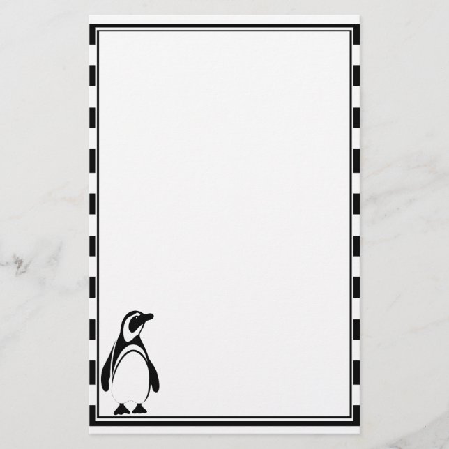 Penguin and Stripes Stationery (Front)