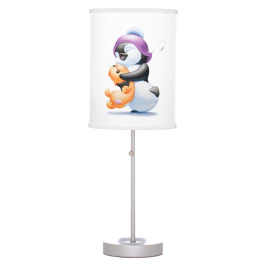 Penguin and Teddy Bear Table Nursery Lamp (Front)