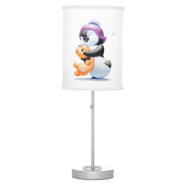 Penguin and Teddy Bear Table Nursery Lamp (Front)