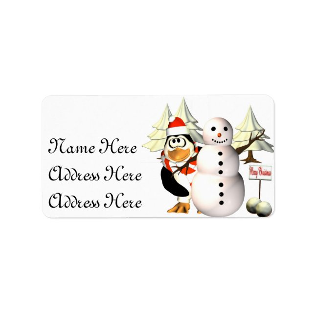 Penguin and the  snowman Address Labels (Front)