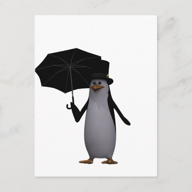 penguin and umbrella postcard (Front)