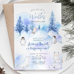 Penguin Animal Winter Onederland 1st birthday Invitation<br><div class="desc">Dreamy Winter Animal Forest Mountain Winter Onederland 1st birthday</div>