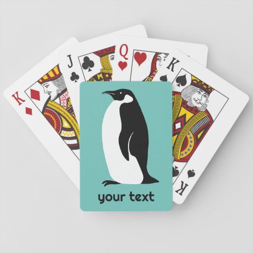 Penguin Aqua Black White CUSTOM Animal Cute  Playing Cards
