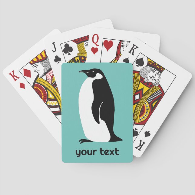 Penguin Aqua Black White CUSTOM Animal Cute  Poker Cards (Back)