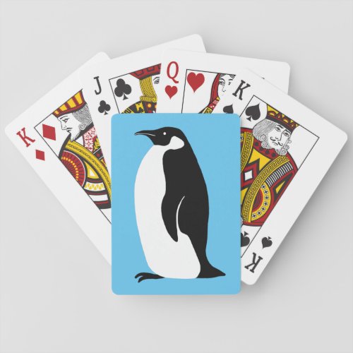 Penguin Aqua Black White Poker Cards