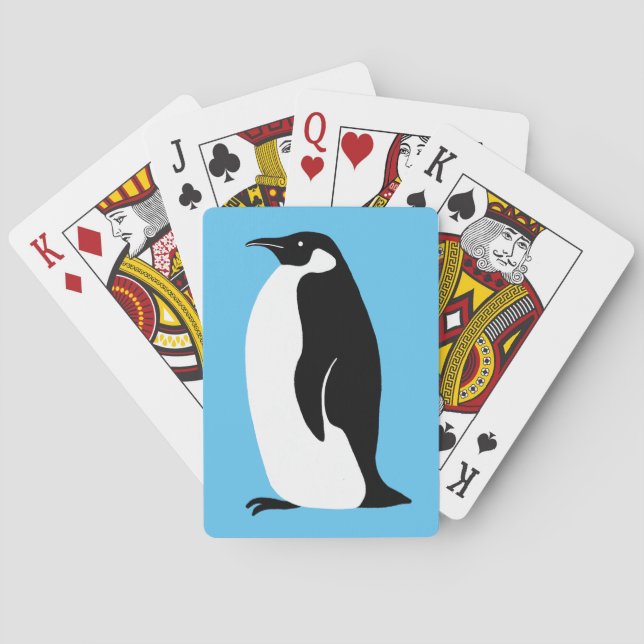 Penguin Aqua Black White Poker Cards (Back)