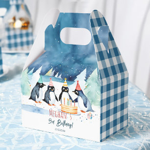 Penguin arctic winter birthday favors custom favor boxes