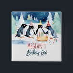 Penguin arctic winter birthday party  button<br><div class="desc">Penguin arctic winter birthday party birthday girl / boy party button,  watercolor winter wonderland cute penguins having a party with a birthday cake winter themed children birthday party buttons</div>