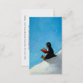 Penguin art fun cute bird in glasses reading book business card (Front/Back)