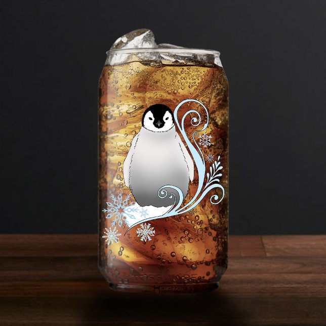 Penguin Art Nouveau Snowflakes Can Glass (Creator Uploaded)