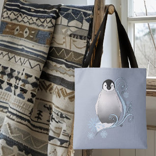 Penguin Art Nouveau Snowflakes Tote Bag