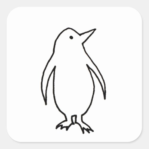 Penguin art original line drawing fresh and simple square sticker