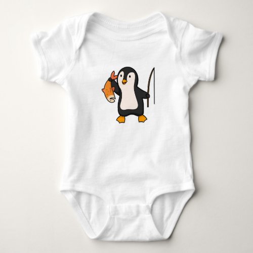 Penguin as Angler with Fish Baby Bodysuit