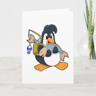 Penguin as Angler with Fish Card