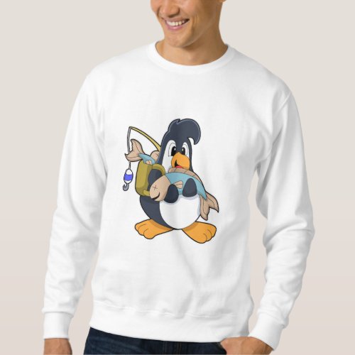 Penguin as Angler with Fish Sweatshirt