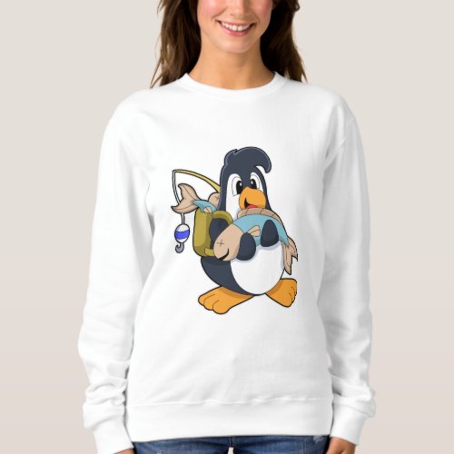 Penguin as Angler with Fish Sweatshirt