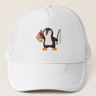 Penguin as Angler with Fish Trucker Hat