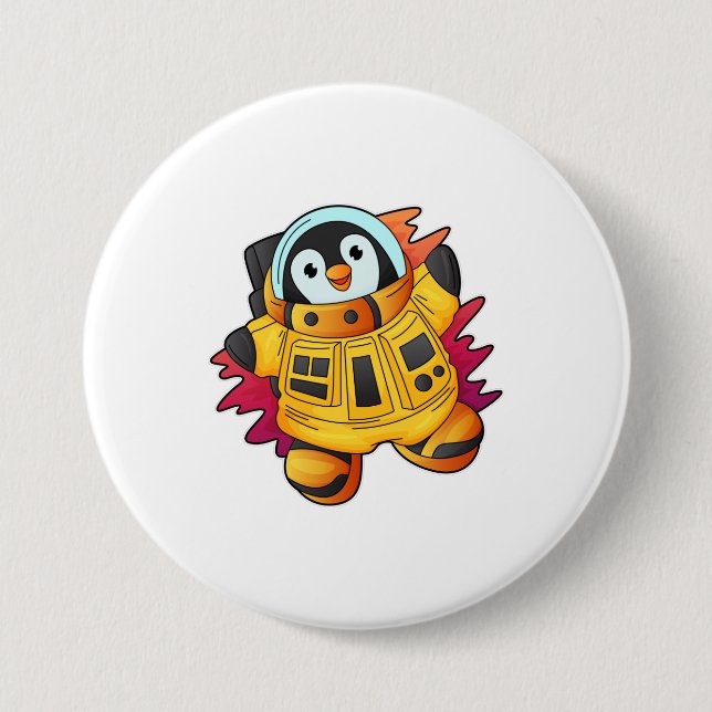 Penguin as Astronaut in Suit Button (Front)