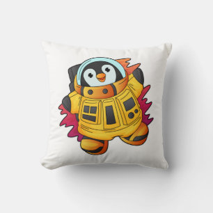 Penguin as Astronaut in Suit Throw Pillow