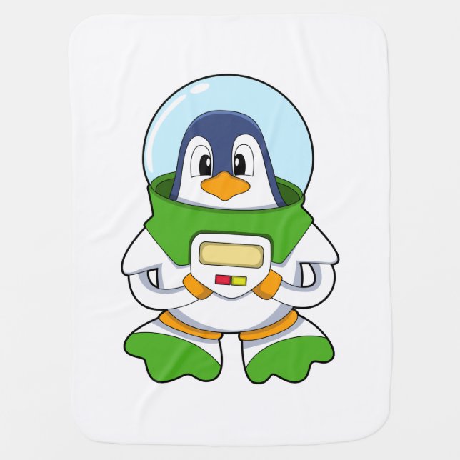 Penguin as Astronaut with Costume Baby Blanket (Front)