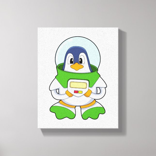 Penguin as Astronaut with Costume Canvas Print (Front)