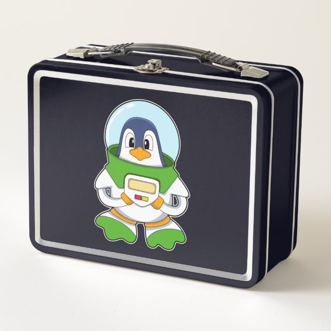 Penguin as Astronaut with Costume Metal Lunch Box (Front)