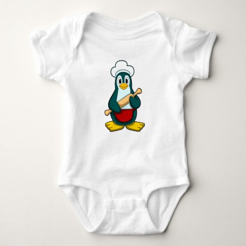 Penguin as Baker with Rolling pin Baby Bodysuit