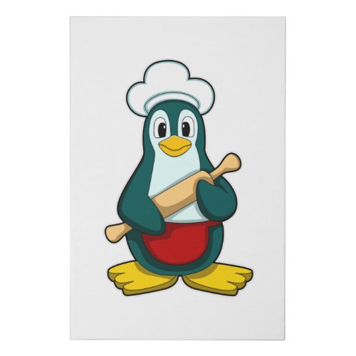 Penguin as Baker with Rolling pin Faux Canvas Print