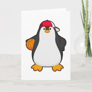 Penguin as Basketball player with Basketball ball Card