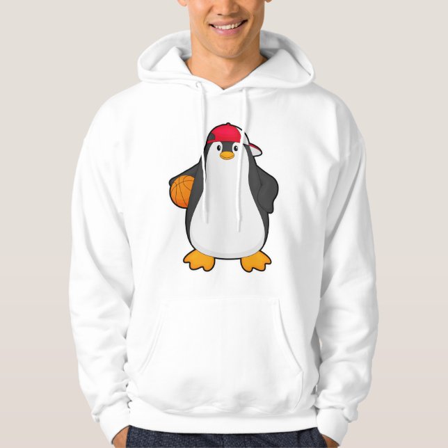 Penguin as Basketball player with Basketball ball Hoodie (Front)